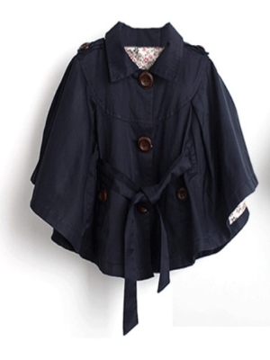 Dark blue girl coat belt style - Click Image to Close